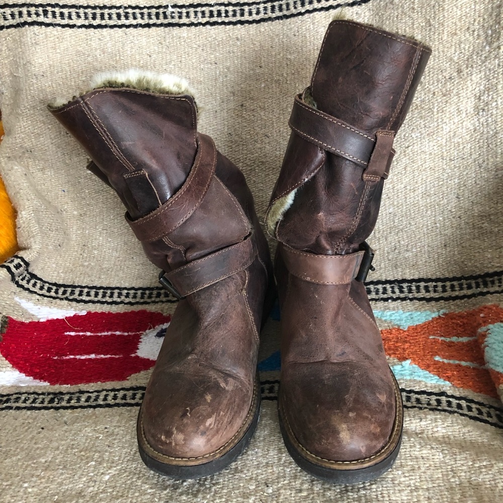 Steve Madden biker boots with faux fur